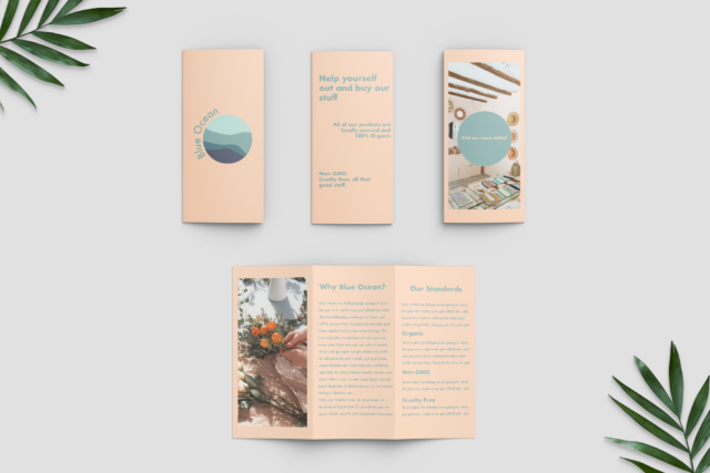 Blue Ocean Trifold Brochure Mockup